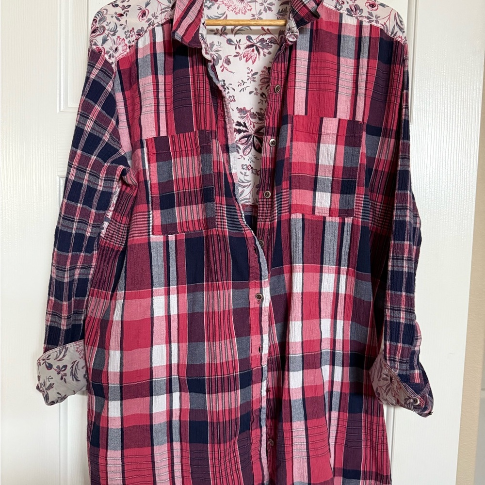 Floral/Plaid Button Up Shirt